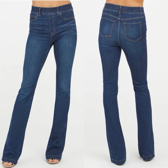 Spanx Flare Jeans in Midnight Shade - Picture 2 of 12
